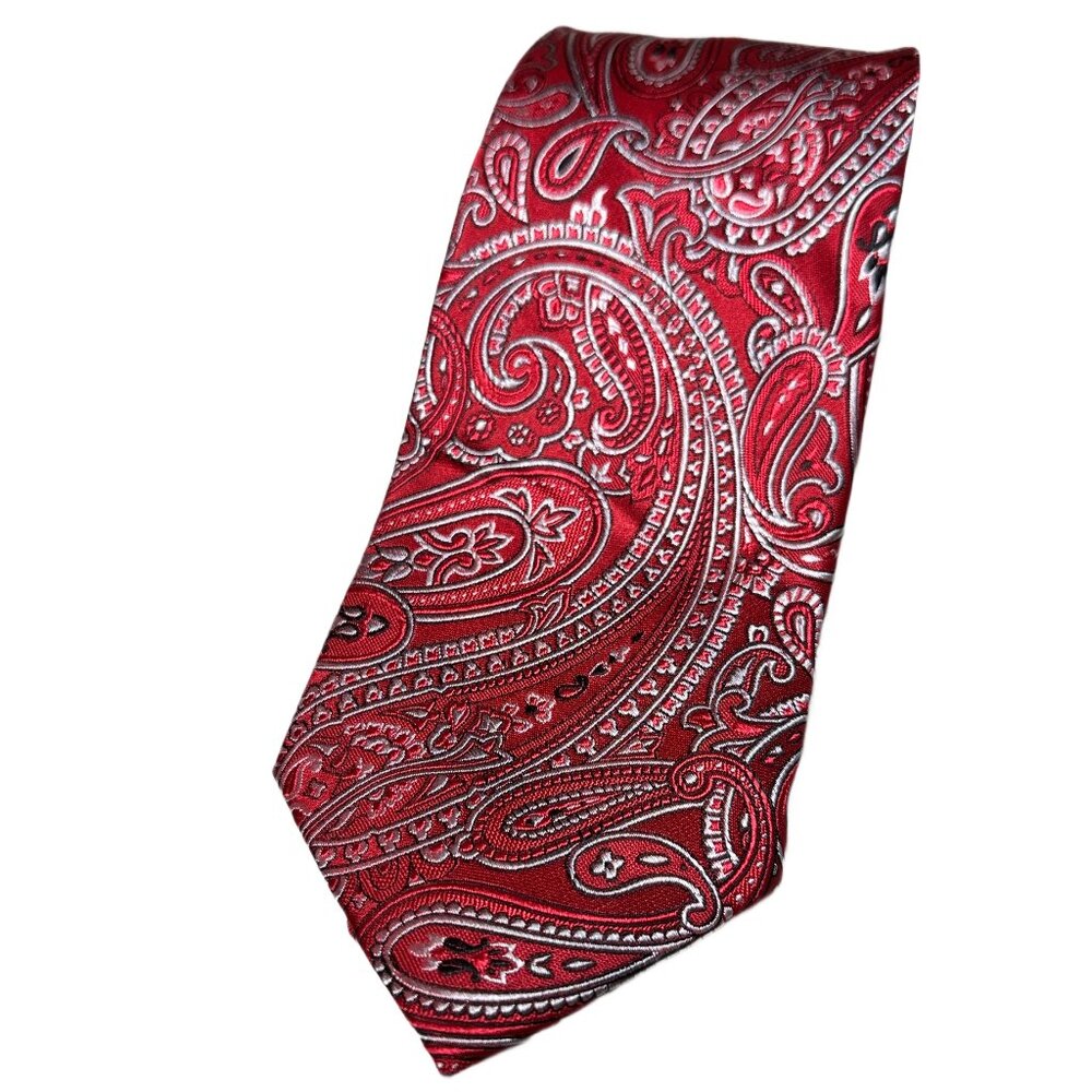 Fratelli Men's Silk Tie – Red Paisley Bandana Look